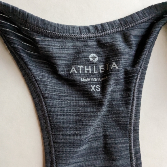 Athleta gray mesh stripe racer back track top size XS good used condition - Picture 2 of 8